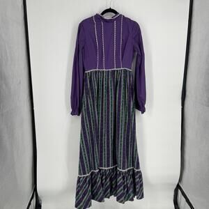 Vintage dress womens 6-8 maxi long cosplay renaissance prairie corduroy 70s 60s